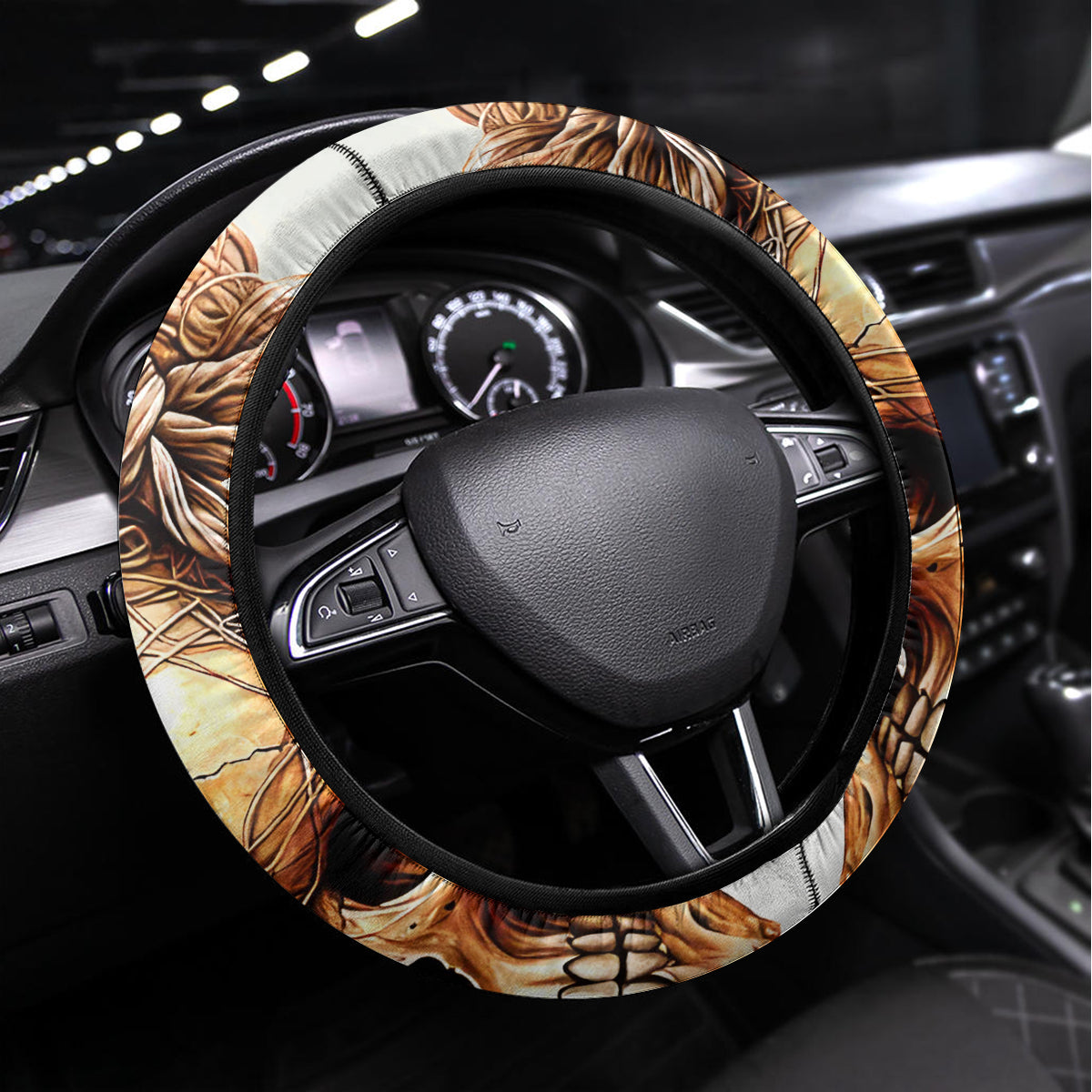 Girl Skull Steering Wheel Cover I Sweet Girl Full Of Crazy - Wonder Print Shop