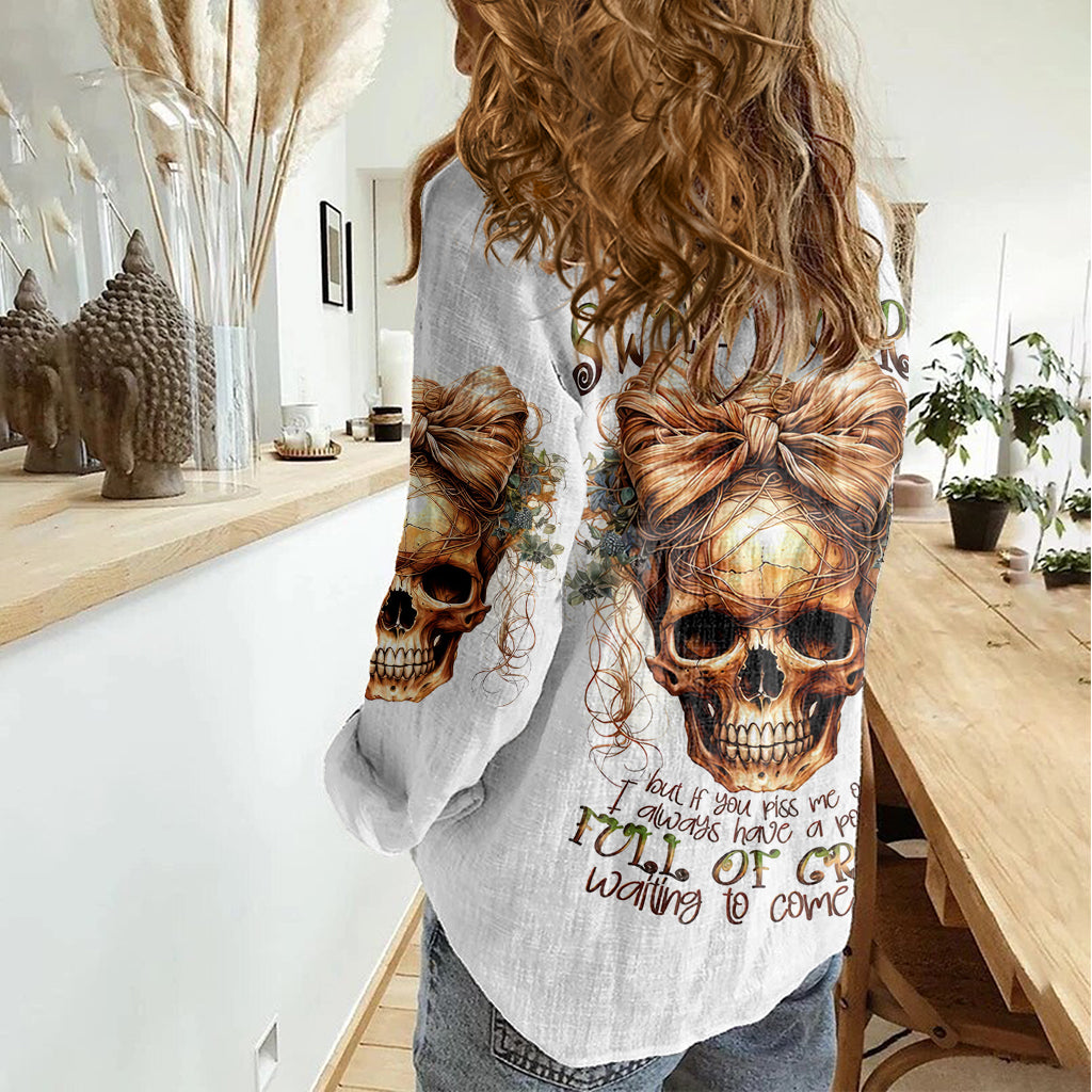 Devil Skull Women Casual Shirt I Never Alone My Demon With Me 24/7 - Wonder Print Shop