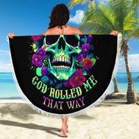 Flower Skull Beach Blanket I Blunt Because God Rolled Me That Way - Wonder Print Shop