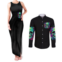 Flower Skull Couples Matching Tank Maxi Dress and Long Sleeve Button Shirts I Blunt Because God Rolled Me That Way - Wonder Print Shop