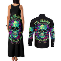 Flower Skull Couples Matching Tank Maxi Dress and Long Sleeve Button Shirts I Blunt Because God Rolled Me That Way - Wonder Print Shop
