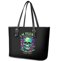 Flower Skull Leather Tote Bag I Blunt Because God Rolled Me That Way - Wonder Print Shop