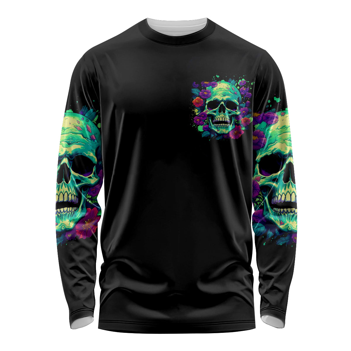 Flower Skull Long Sleeve Shirt I Blunt Because God Rolled Me That Way - Wonder Print Shop