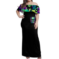 Devil Skull Off Shoulder Maxi Dress It's Not How Crazy Iam But Enjoy It Make Me Dangerous - Wonder Print Shop