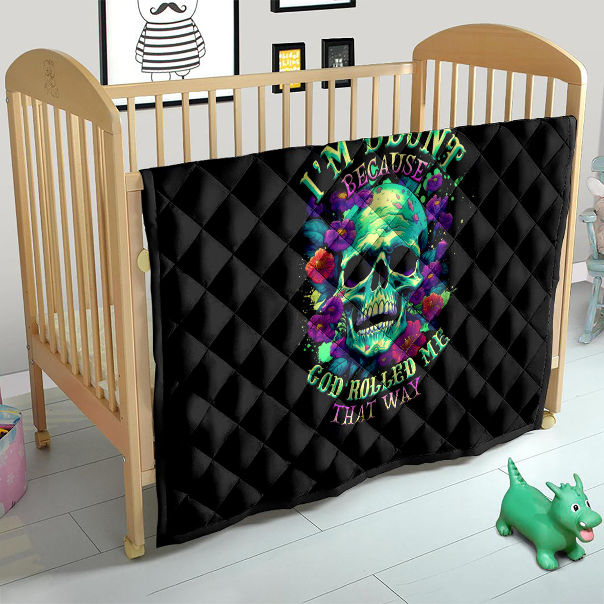 Flower Skull Quilt I Blunt Because God Rolled Me That Way - Wonder Print Shop