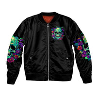 Devil Skull Sleeve Zip Bomber Jacket It's Not How Crazy Iam But Enjoy It Make Me Dangerous - Wonder Print Shop