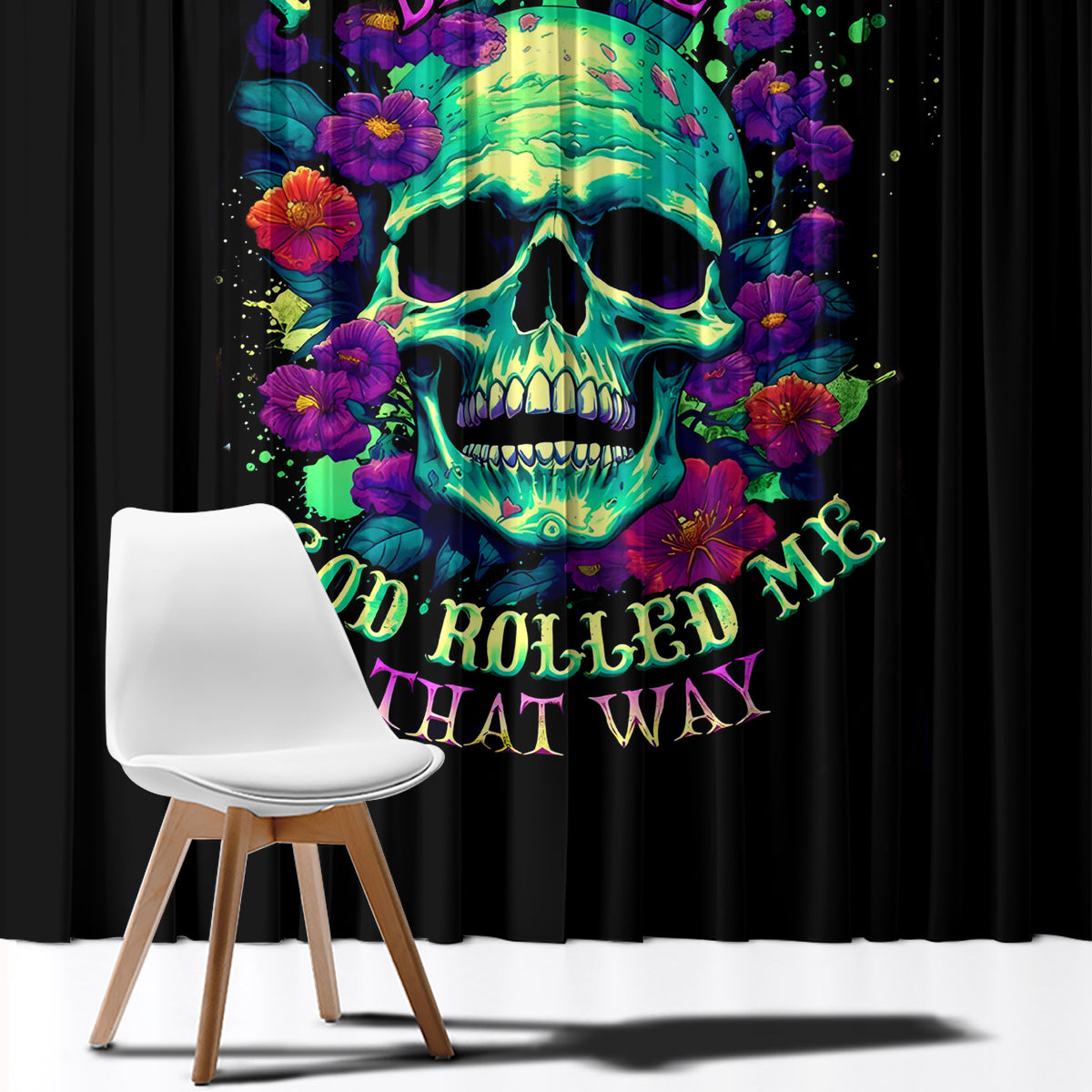 Flower Skull Window Curtain I Blunt Because God Rolled Me That Way - Wonder Print Shop