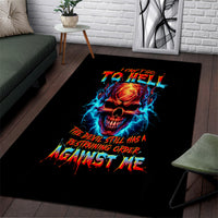 Thunder Skull Area Rug I Can't Go To Hell Devil Restrainning Order Against Me - Wonder Print Shop