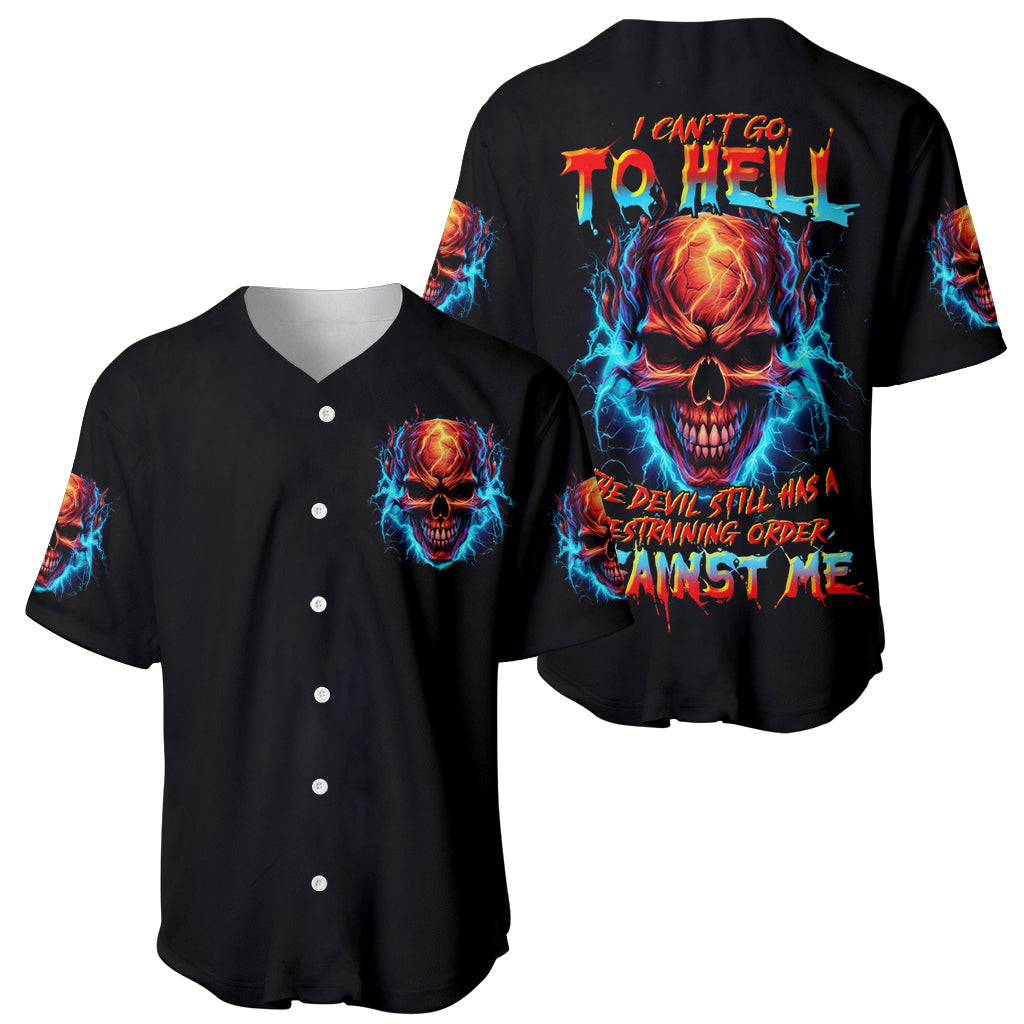 Thunder Skull Baseball Jersey I Can't Go To Hell Devil Restrainning Order Against Me - Wonder Print Shop