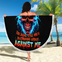 Thunder Skull Beach Blanket I Can't Go To Hell Devil Restrainning Order Against Me - Wonder Print Shop