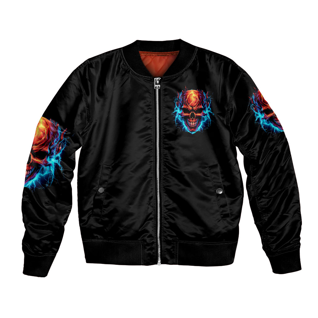 Thunder Skull Bomber Jacket I Can't Go To Hell Devil Restrainning Order Against Me - Wonder Print Shop