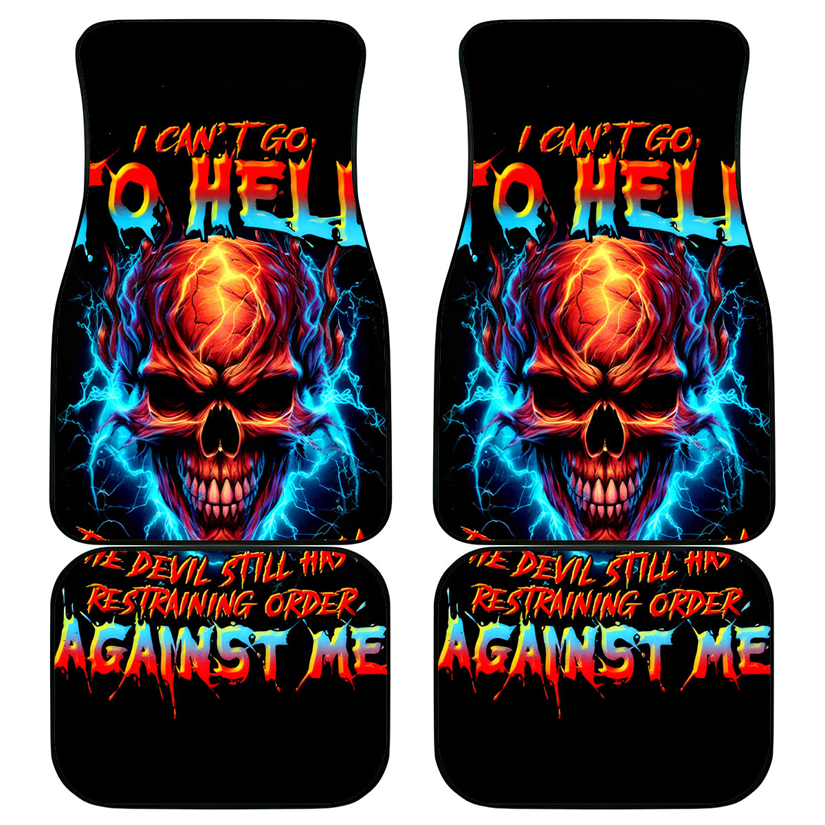 Thunder Skull Car Mats I Can't Go To Hell Devil Restrainning Order Against Me - Wonder Print Shop