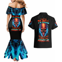 Thunder Skull Couples Matching Mermaid Dress and Hawaiian Shirt I Can't Go To Hell Devil Restrainning Order Against Me - Wonder Print Shop