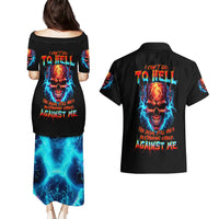 Thunder Skull Couples Matching Puletasi Dress and Hawaiian Shirt I Can't Go To Hell Devil Restrainning Order Against Me - Wonder Print Shop
