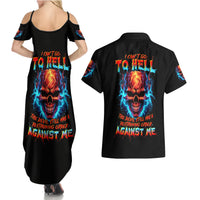 Thunder Skull Couples Matching Summer Maxi Dress and Hawaiian Shirt I Can't Go To Hell Devil Restrainning Order Against Me - Wonder Print Shop