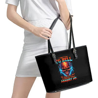Thunder Skull Leather Tote Bag I Can't Go To Hell Devil Restrainning Order Against Me - Wonder Print Shop