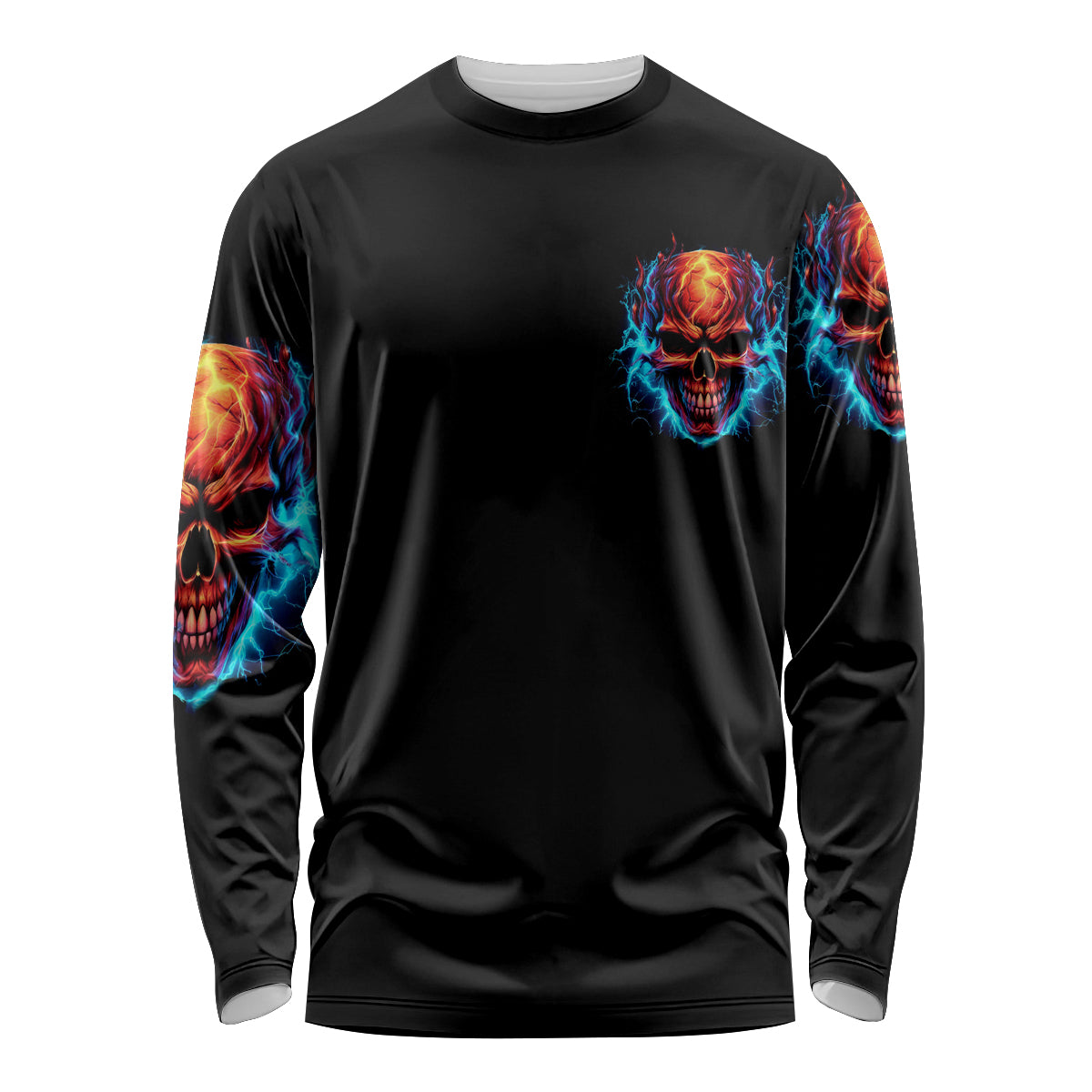 Thunder Skull Long Sleeve Shirt I Can't Go To Hell Devil Restrainning Order Against Me - Wonder Print Shop