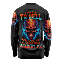 Thunder Skull Long Sleeve Shirt I Can't Go To Hell Devil Restrainning Order Against Me - Wonder Print Shop
