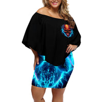 Dia De Los Muertos Skull Off Shoulder Short Dress My Next Life I Want To Be Karma Fairy - Wonder Print Shop