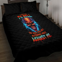 Thunder Skull Quilt Bed Set I Can't Go To Hell Devil Restrainning Order Against Me - Wonder Print Shop