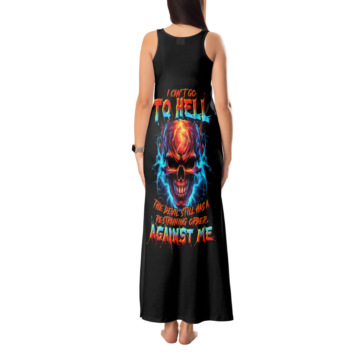 Dia De Los Muertos Skull Tank Maxi Dress My Next Life I Want To Be Karma Fairy - Wonder Print Shop