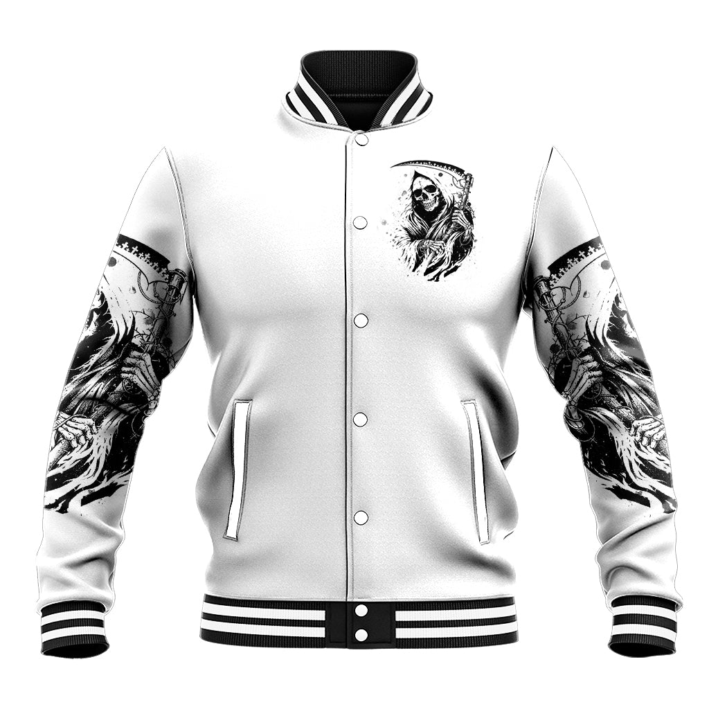 Skull Reaper Baseball Jacket I Can't Go To Hell Devil Restrainning Order Against Me - Wonder Print Shop