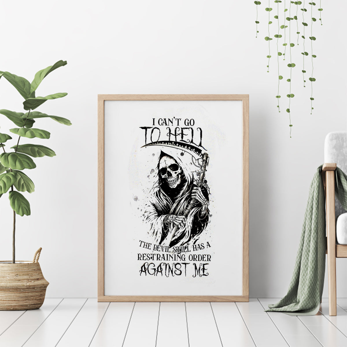 Skull Reaper Canvas Wall Art I Can't Go To Hell Devil Restrainning Order Against Me - Wonder Print Shop