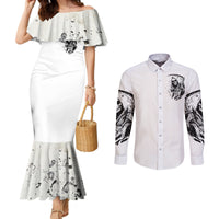 Skull Reaper Couples Matching Mermaid Dress and Long Sleeve Button Shirts I Can't Go To Hell Devil Restrainning Order Against Me DT01