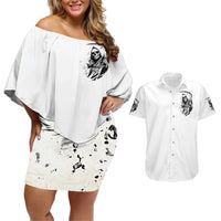 Skull Reaper Couples Matching Off Shoulder Short Dress and Hawaiian Shirt I Can't Go To Hell Devil Restrainning Order Against Me - Wonder Print Shop