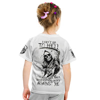 Skull Reaper Kid T Shirt I Can't Go To Hell Devil Restrainning Order Against Me - Wonder Print Shop