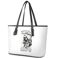 Skull Reaper Leather Tote Bag I Can't Go To Hell Devil Restrainning Order Against Me - Wonder Print Shop