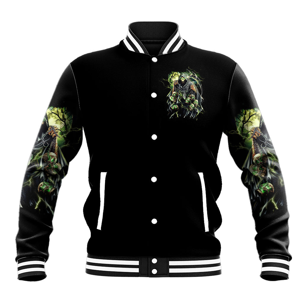 Skull Reaper Baseball Jacket I Going To Hell Just Pick You Up - Wonder Print Shop