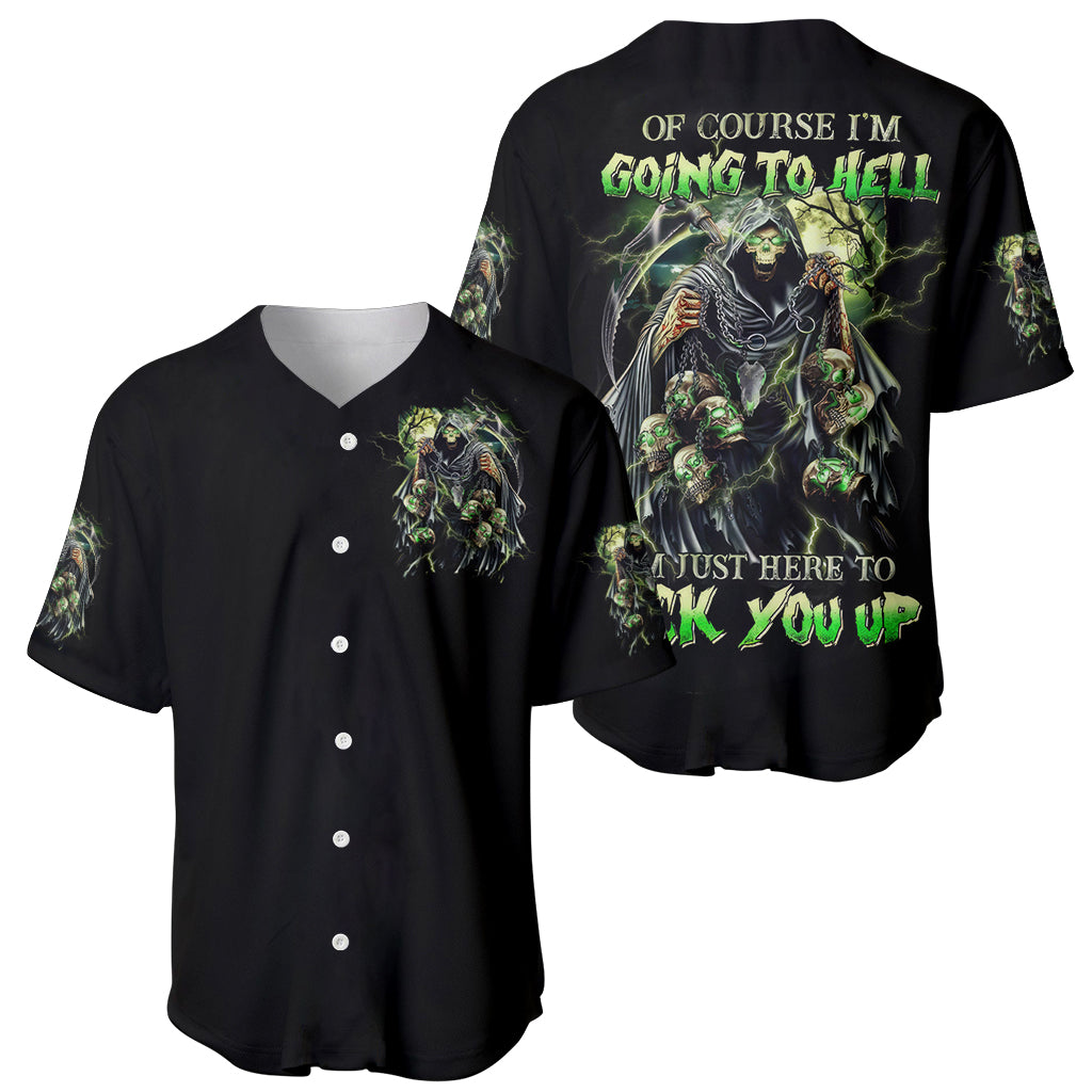 Skull Reaper Baseball Jersey I Going To Hell Just Pick You Up - Wonder Print Shop