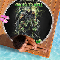 Skull Reaper Beach Blanket I Going To Hell Just Pick You Up - Wonder Print Shop