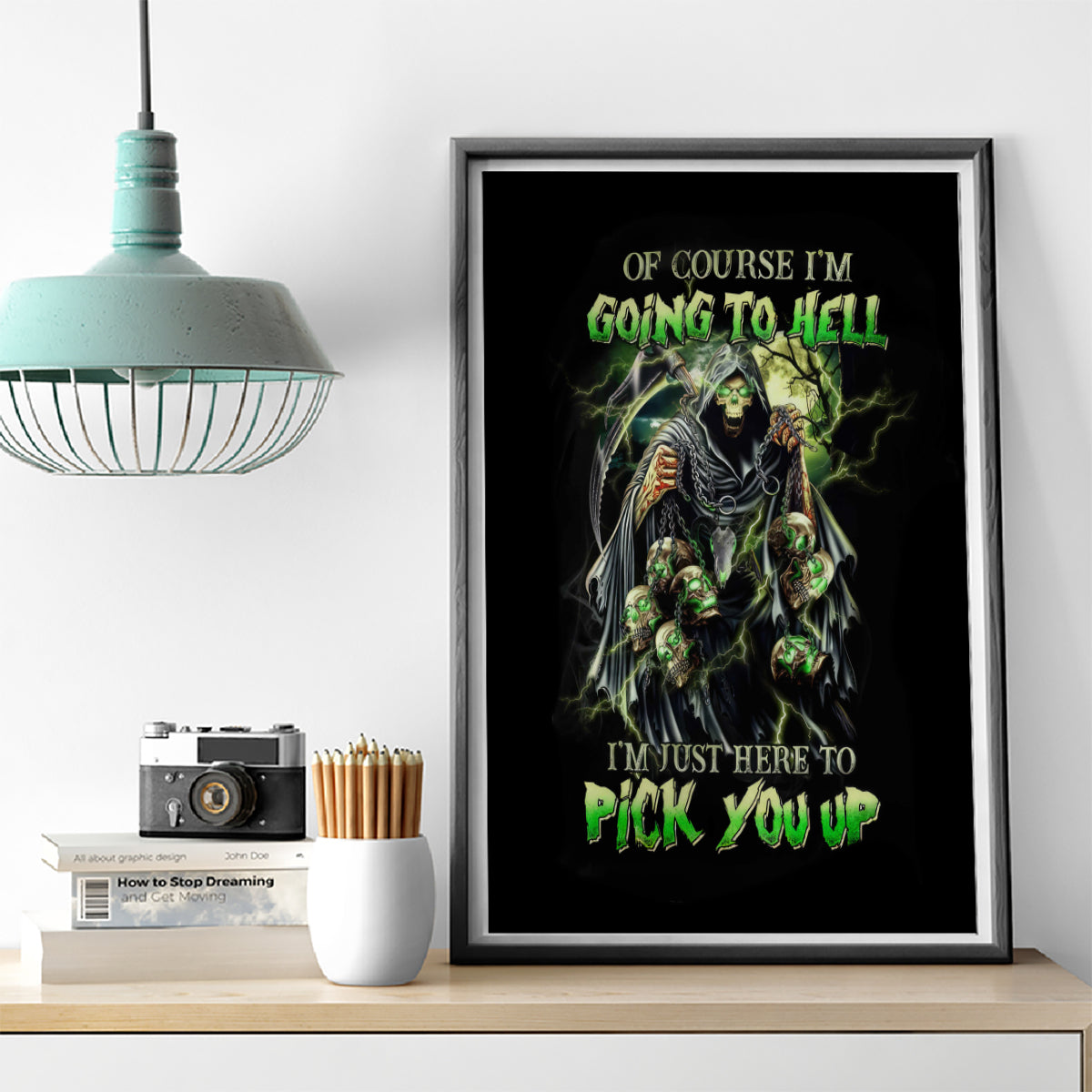 Skull Reaper Canvas Wall Art I Going To Hell Just Pick You Up - Wonder Print Shop