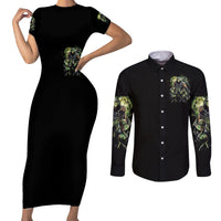 Skull Reaper Couples Matching Short Sleeve Bodycon Dress and Long Sleeve Button Shirts I Going To Hell Just Pick You Up - Wonder Print Shop