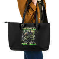 Skull Reaper Leather Tote Bag I Going To Hell Just Pick You Up - Wonder Print Shop