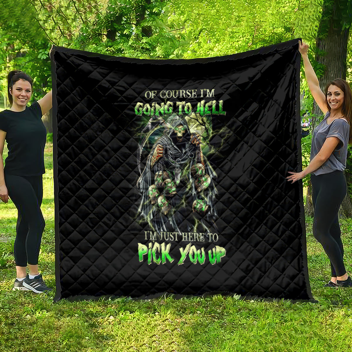 Skull Reaper Quilt I Going To Hell Just Pick You Up - Wonder Print Shop