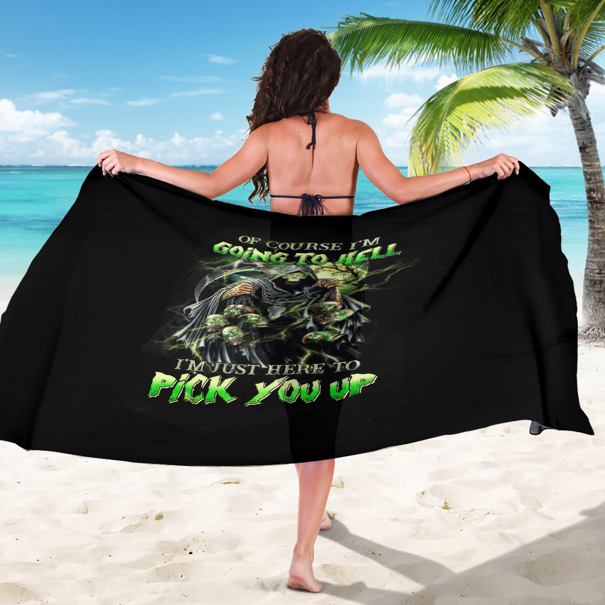 Skull Reaper Sarong I Going To Hell Just Pick You Up - Wonder Print Shop