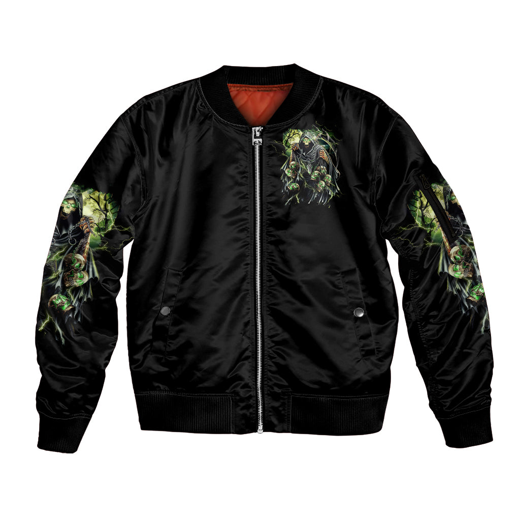 Fire Skull Sleeve Zip Bomber Jacket Judge Me When You're Perfect Otherwise Shut Up - Wonder Print Shop