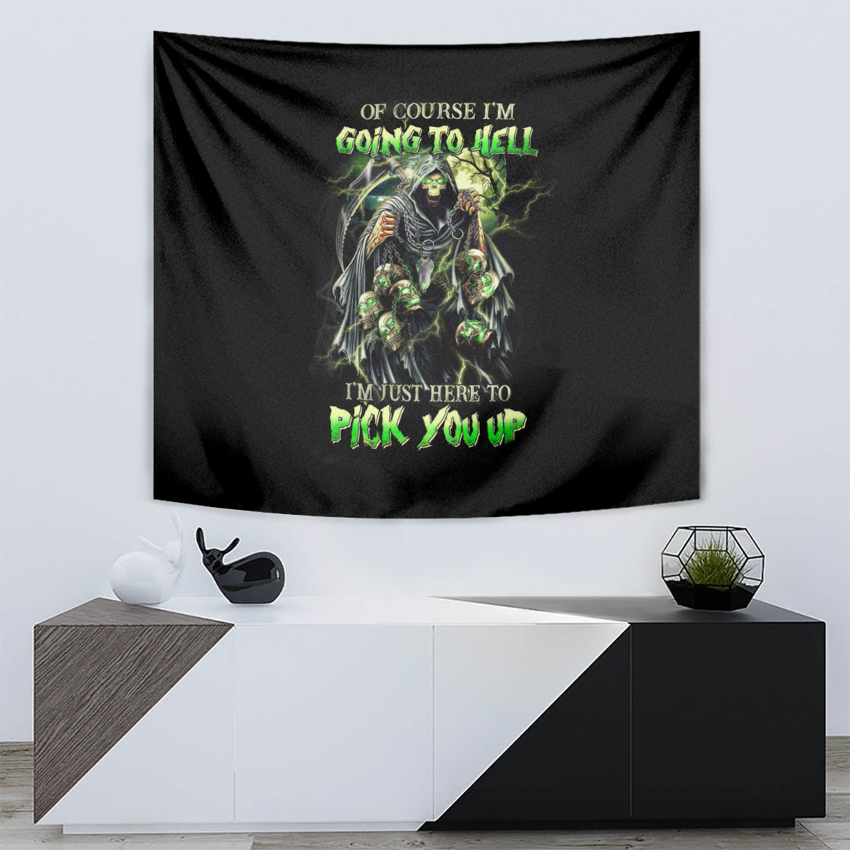 Skull Reaper Tapestry I Going To Hell Just Pick You Up - Wonder Print Shop