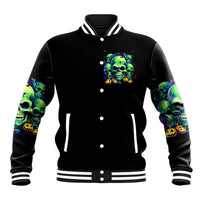 Skull Pumpkin Baseball Jacket I Have Three Side Quite Funny And Side You Never Want - Wonder Print Shop