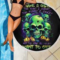Skull Pumpkin Beach Blanket I Have Three Side Quite Funny And Side You Never Want - Wonder Print Shop