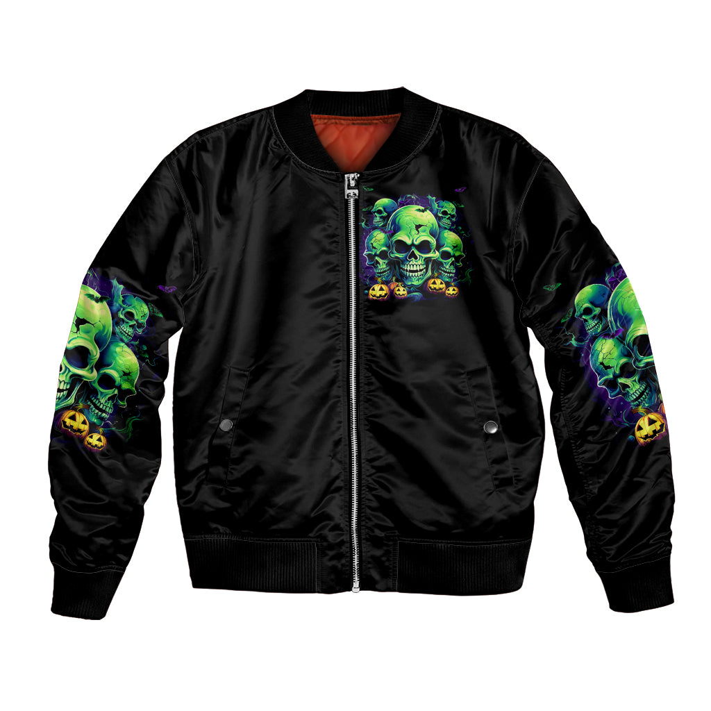 Skull Pumpkin Bomber Jacket I Have Three Side Quite Funny And Side You Never Want - Wonder Print Shop