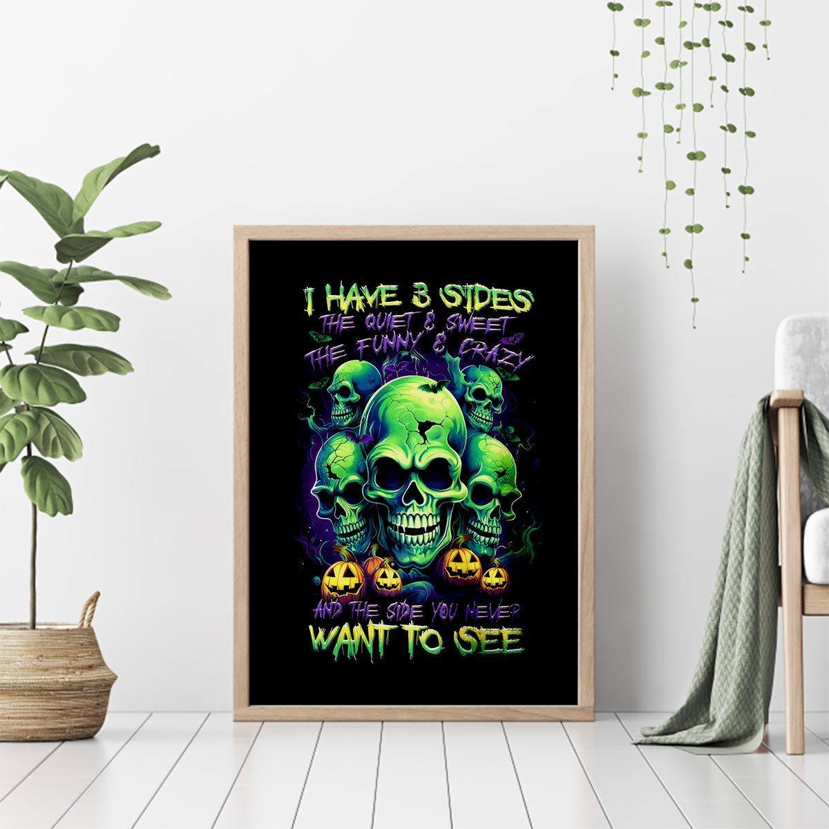 Skull Pumpkin Canvas Wall Art I Have Three Side Quite Funny And Side You Never Want - Wonder Print Shop