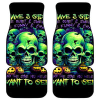 Skull Pumpkin Car Mats I Have Three Side Quite Funny And Side You Never Want - Wonder Print Shop