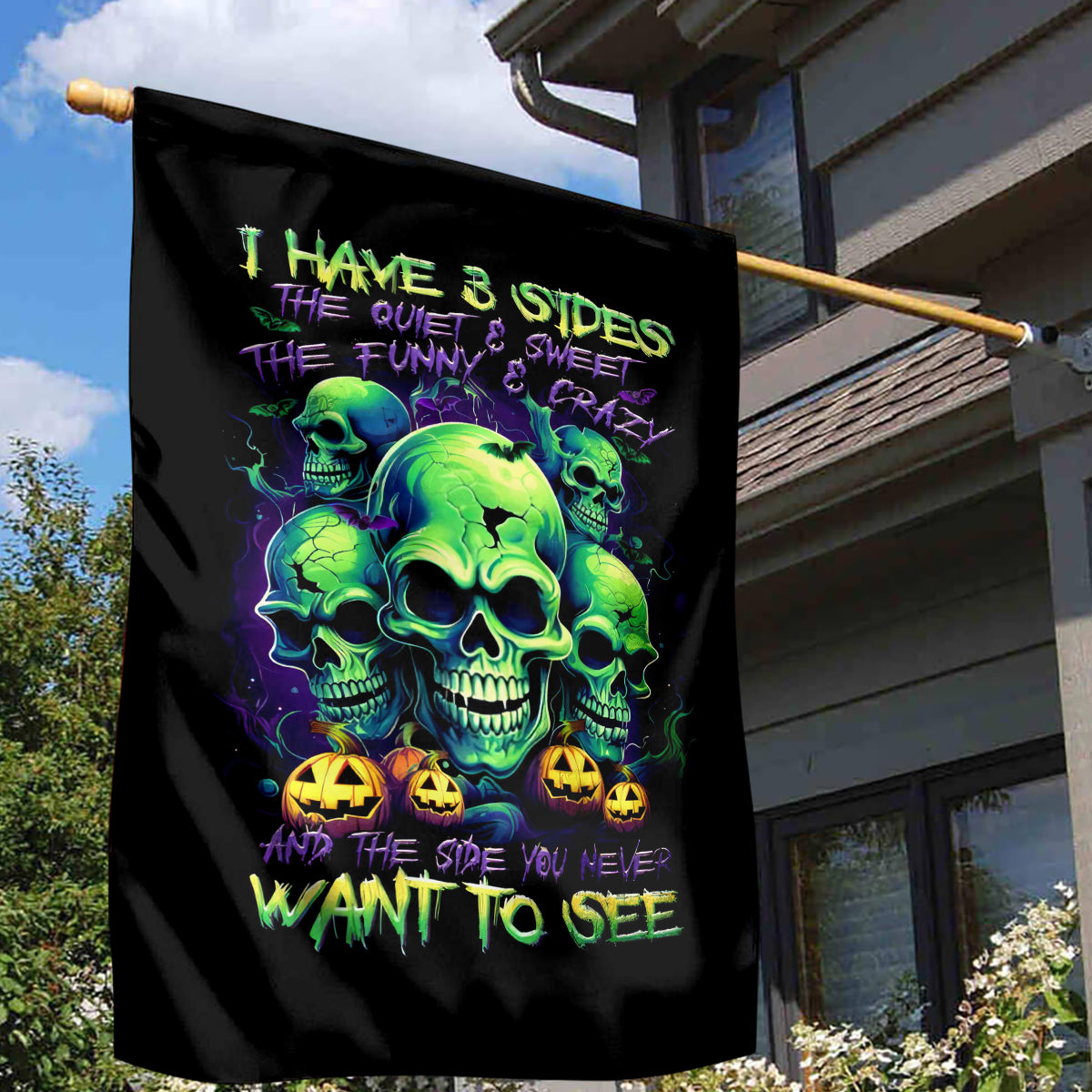 Skull Pumpkin Garden Flag I Have Three Side Quite Funny And Side You Never Want - Wonder Print Shop
