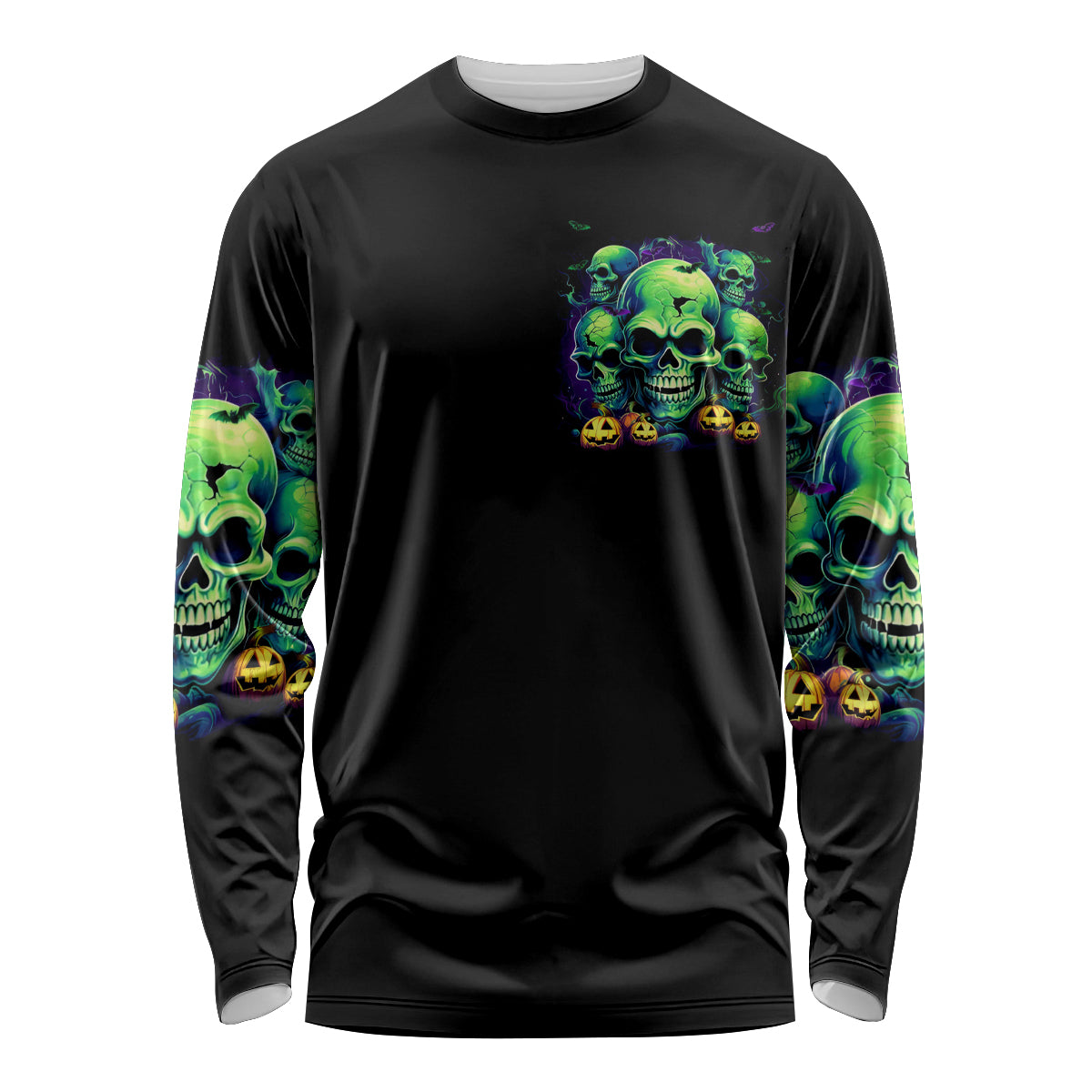 Skull Pumpkin Long Sleeve Shirt I Have Three Side Quite Funny And Side You Never Want - Wonder Print Shop