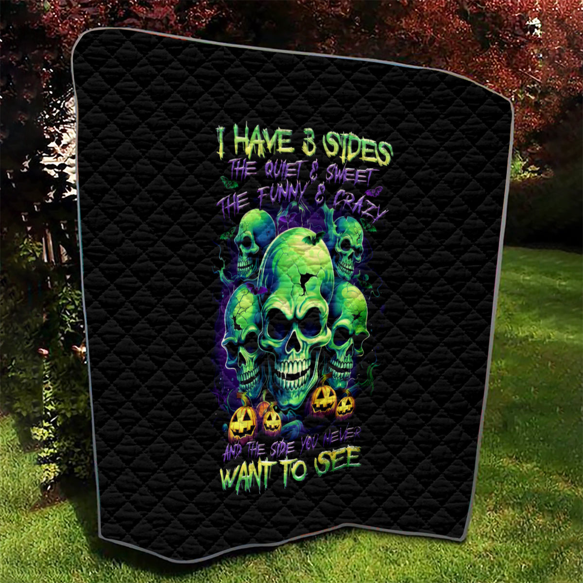 Skull Pumpkin Quilt I Have Three Side Quite Funny And Side You Never Want - Wonder Print Shop