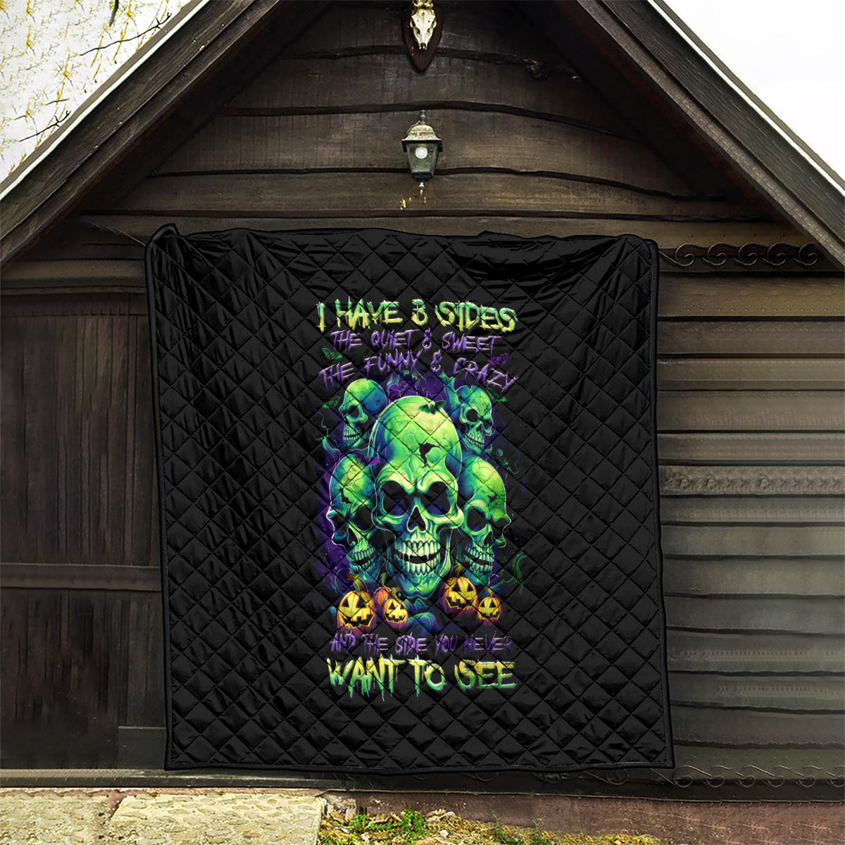 Skull Pumpkin Quilt I Have Three Side Quite Funny And Side You Never Want - Wonder Print Shop